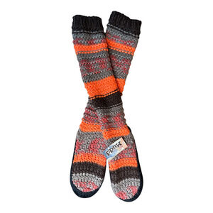 Mudd Orange Black Knit Grip Bottoms Lounge Warm Slippers Women's Size M NWT